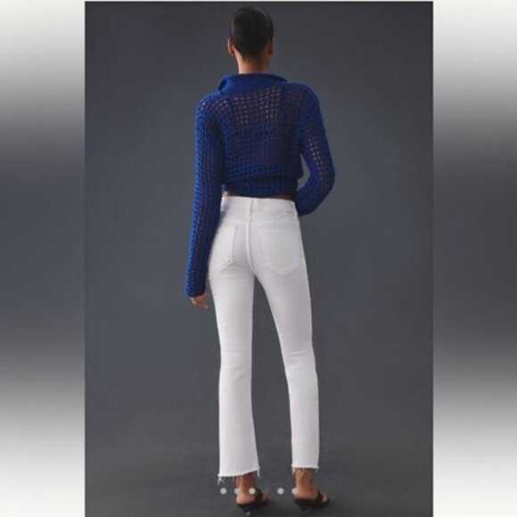 Mother Jeans The Insider Crop Step Fray Hem Bootcut Stretch White Denim 27 - Picture 3 of 11